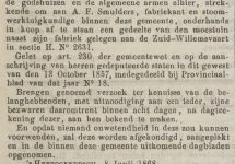 Krantenbericht: 'Bekendmaking aankoop grond in 1868'.