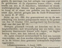  'Bekendmaking aankoop grond in 1868'.