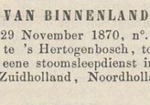 Krantenbericht: 'Bekendmaking stoomsleepdienst in 1870'.