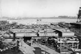 Vordering van de bouw op de helling in Slikkerveer op 9-11-1964