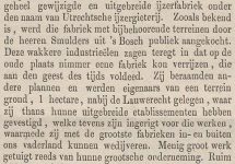 Krantenartikel: 'Bericht van aankoop nieuw terrein in Utrecht in 1873'.