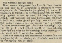 Krantenartikel: 'Ontwikkeling Excavateur - Opdracht voor een geheel nieuwe machine in 1882'.
