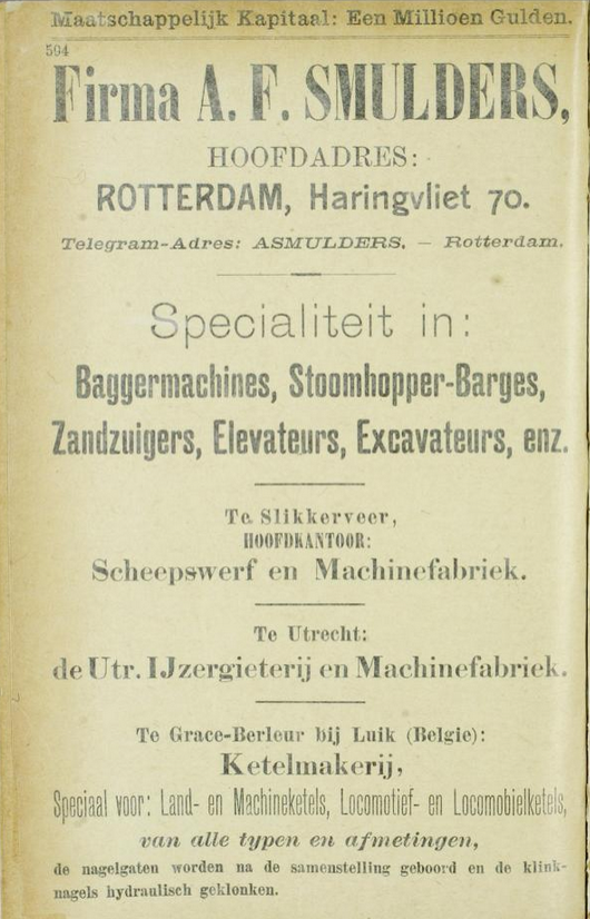 1895 Gemeentegids Rotterdam advertentie A.F. Smulders